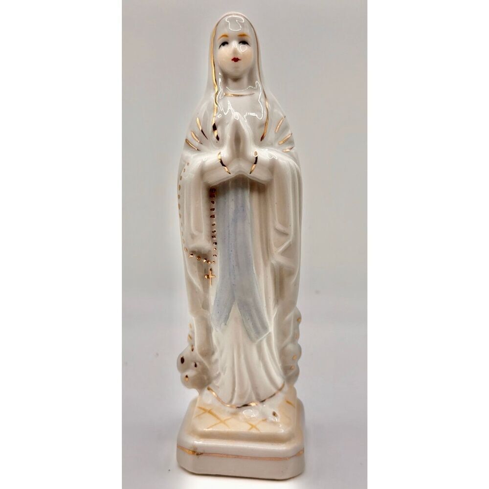 Nun Praying Rosary 7” Ceramic Statue Religious